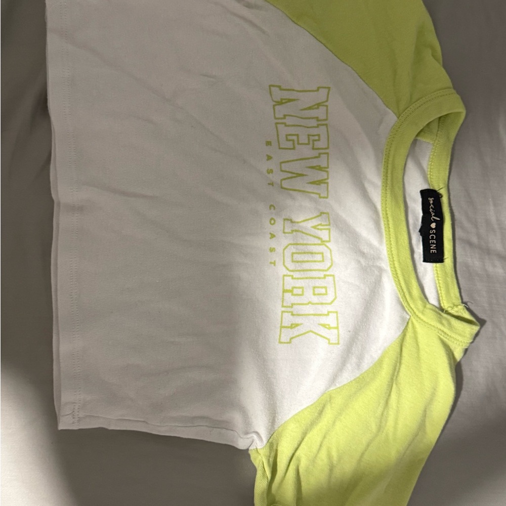 White and Green Raglan Tee